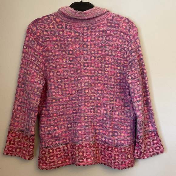 💜Sigrid Olsen Pink Multi Knit Button Cardigan size medium - Picture 3 of 7